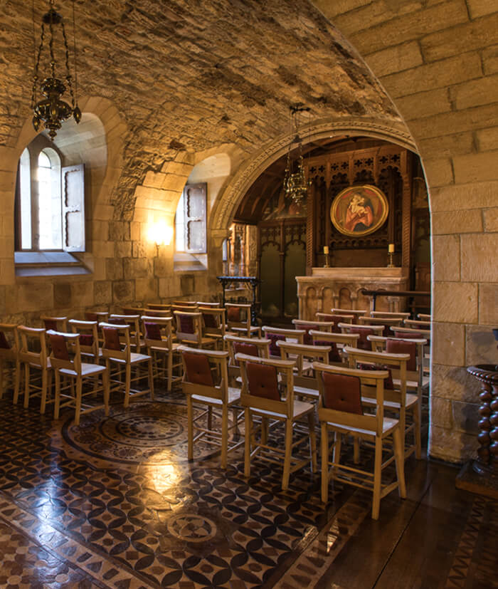 Chapel interior within Newbattle Abbey, events venue Scotland