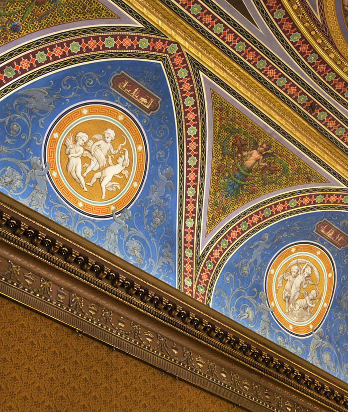 Intricate decorative ceiling in the 'Drawing room' at Newbattle Abbey events Venue Scotland