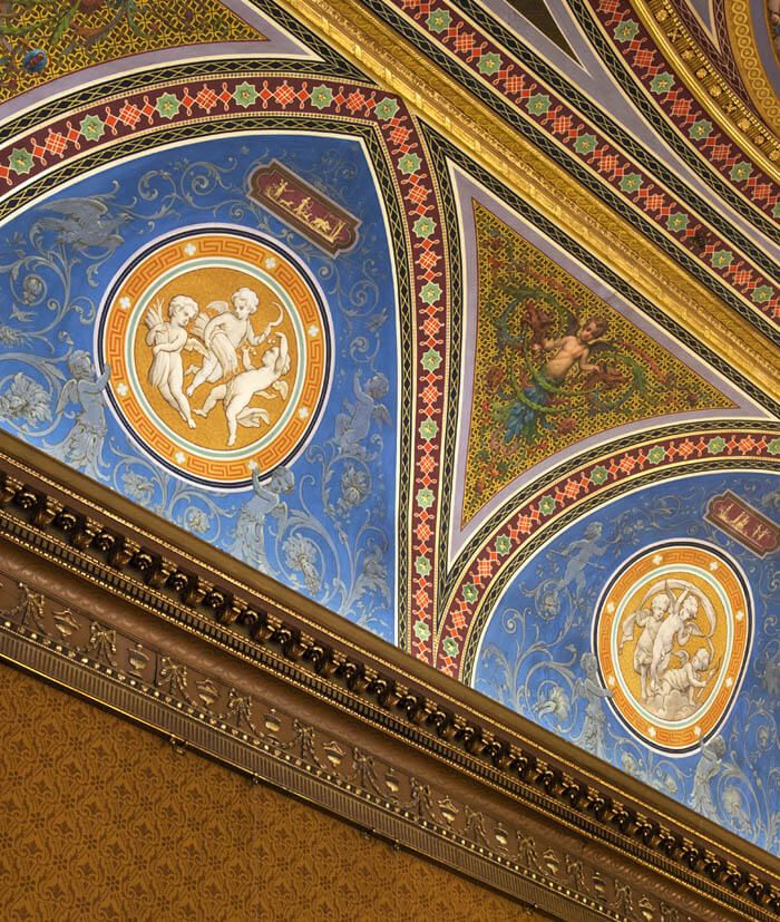 Intricate decorative ceiling in the 'Drawing room' at Newbattle Abbey events Venue Scotland